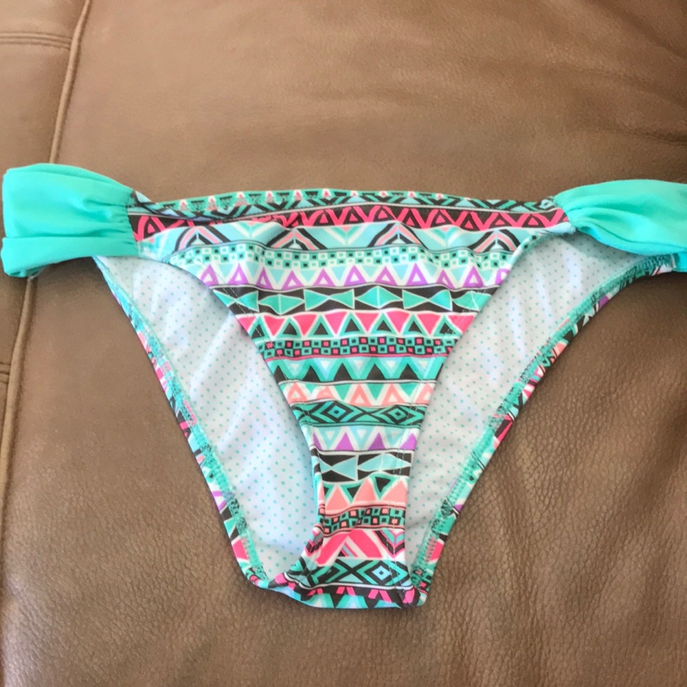 Body Glove Aztec Geometric Print Neon Vibrant Bright Bikini bottom large